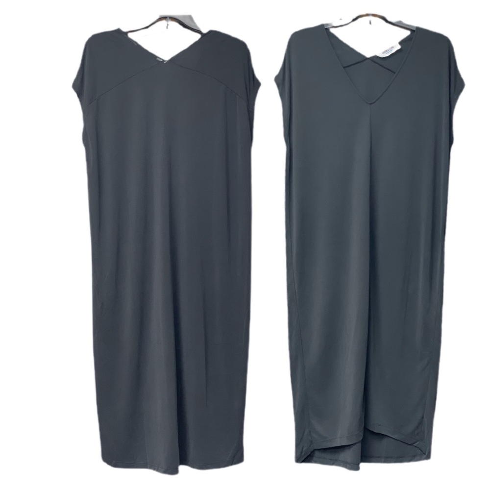 V-Neck Dolman Sleeve Black Midi Dress - NWT! - Picture 2 of 3
